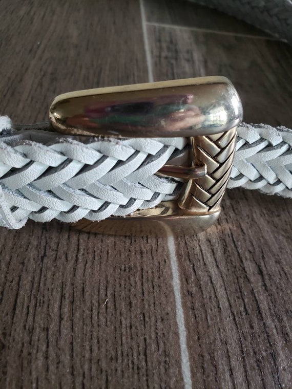 Vintage 1990's White Braided Leather Belt by Chic… - image 3