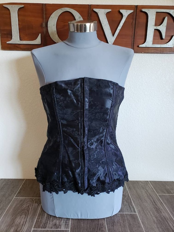 Vintage Sexy Black Corset Style Bustier by Empire Intimates, Black, Size 44  Bust 