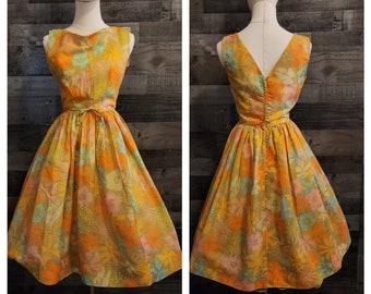 vintage 1960 Full Skirt Floral Summer Dress by Jerry Gilden - Juniors