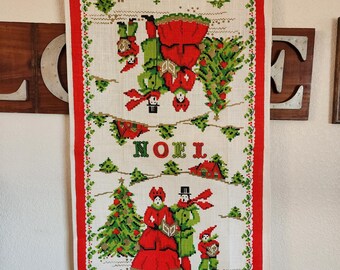 Vintage Christmas Linen | Pure Linen Table Linen or Dish Towel | 16" X 28"