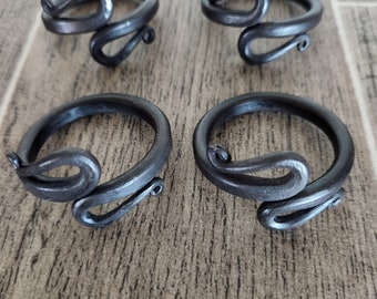 Black Metal Napkin Rings | Fiddlehead Napkin Rings | Industrial core Napkin Rings - Set of 4