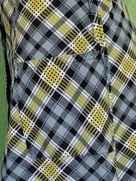 Vintage Plaid Cotton A-Line Skirt, 1970's High Wa… - image 3