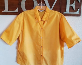 Vintage Orange Colored Short Sleeve Permanent Press Blouse | 38"  Bust