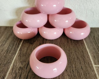 Vintage Pink Round Napkin Rings - Set of 7