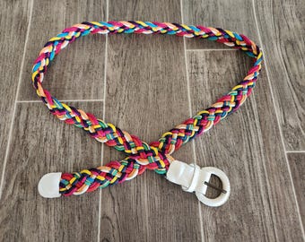 Vintage 90s rainbow striped woven cloth chord ribbon trim belt Vintage 90s Rainbow Striped Woven Cloth Chord Ribbon Trim  main image 3