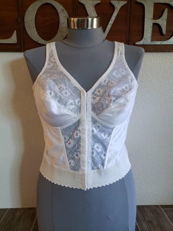Vintage New Valmont Front Zipper Full Support Wire Free Sports Bra White 42  B/C 