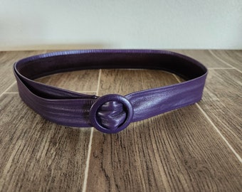 Vintage Purple Soft Leather Cinch Belt | 32" Max Wearable Length and Smaller