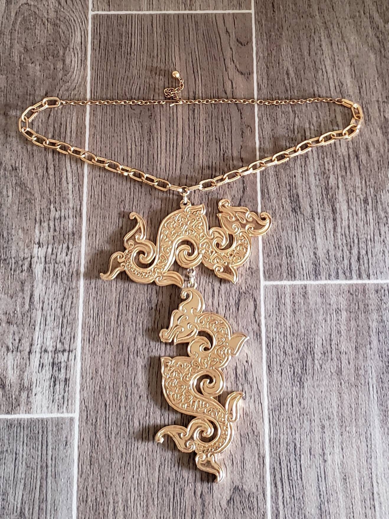 Vintage Napier Gold Tone Double Dragon 