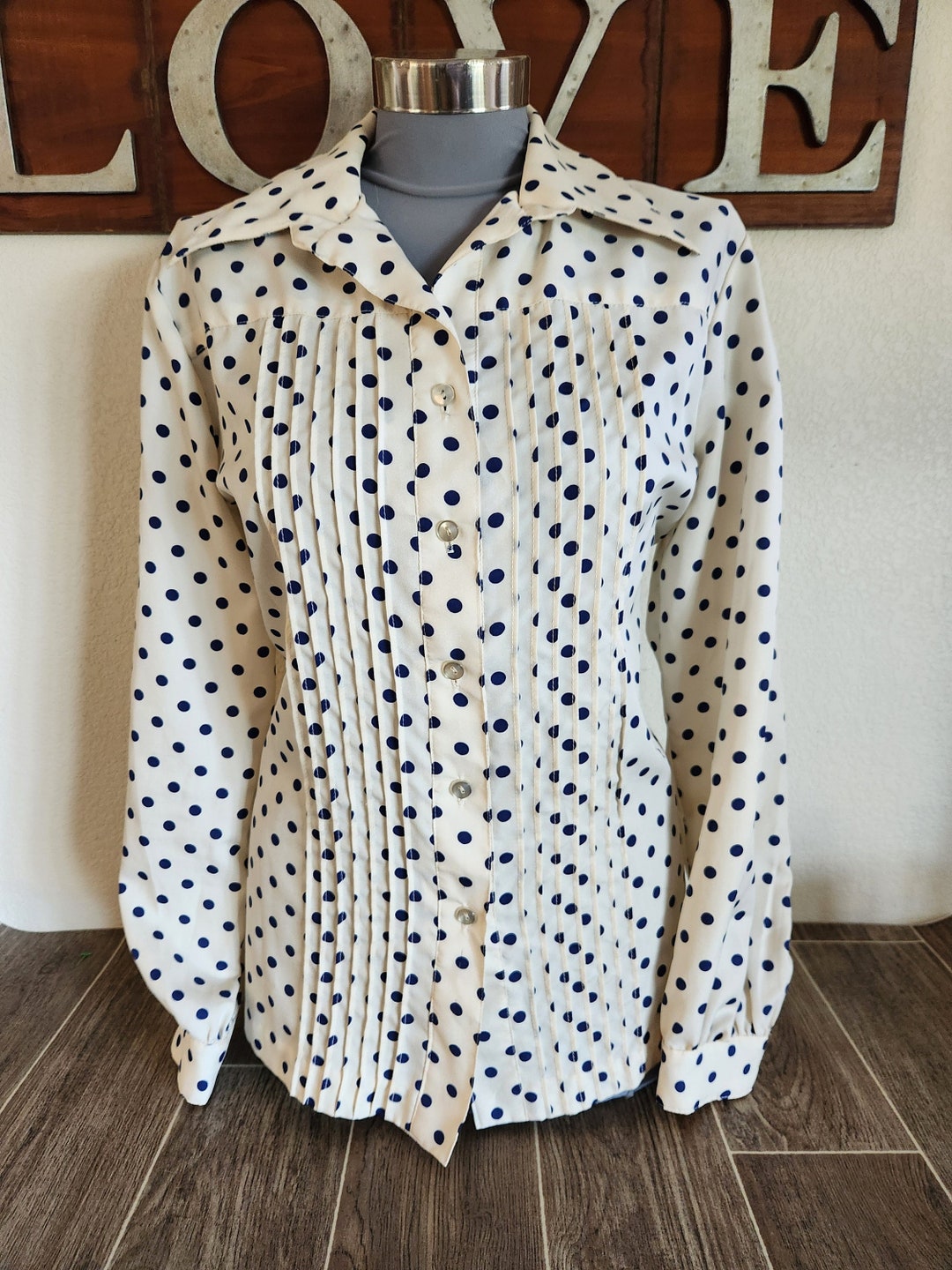 70's Multicolor Polka Dot and Striped Long Sleeve Button Up main image 1