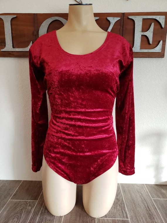 Vintage Velvet Bodysuit by Betty Blue | Burgundy … - image 1