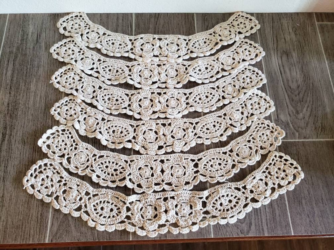 Vintage Cream Lace Collar Lot 6 Hand Crocheted Ecrue Tan Collars for