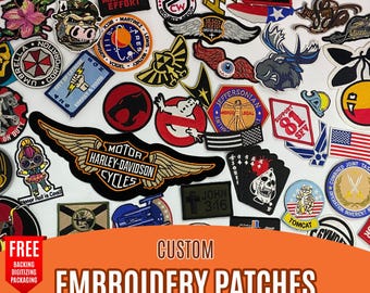Custom Embroidered Patch, Create Your Own Embroidery Patch, Personalized Logo or Name Patches, Sew On or Iron On, Embroidered Morale Patch