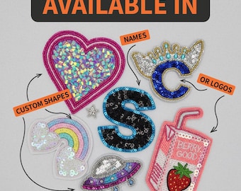 Custom Sequin Patch, Personalized Logo or Name, Glitter Jacket Patches, Sparkle Applique