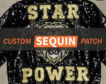 Benutzerdefinierte Pailletten Patch, personalisiertes Logo oder Namen Patch, Glitter Patches für Jacken, erstellen Sie Ihren eigenen Patch, Sparkle Patches,