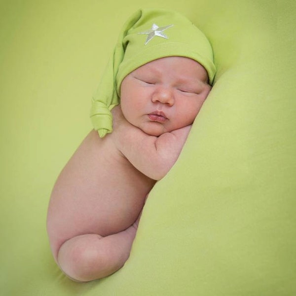 Newborn Baby Stocking Hat Newborn Photo Prop Lime Green Sleepy Cap Newborn Baby Boy Photography Prop