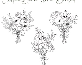 Family Birth Month Floral Tattoo Designs, Custom Birth Month Bouquets, Personalized Birth Floral Tattoo Designs, Digital Downloads