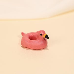 Cute Pink Flamingo Pool Float Ring Holder Ceramic Jewelry Dish Miniature Clay Animal Figurine Summer Vibes Bridesmaid Gift for Her