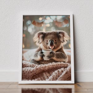 Funny Coffee Print, Cozy Animal Wall Art, Cute koala Poster, Coffee Lover Gift, Printable Home Decor, Instant Download