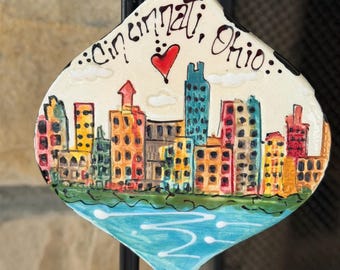 Cincinnati Skyline themed ornament