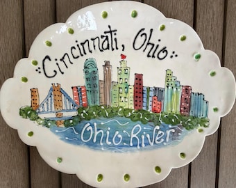 Cincinnati Skyline cityscape plate