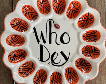Cincinnati Football Theme Egg Plate