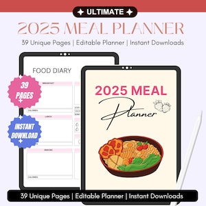 Wöchentlicher Mahlzeitenplaner, Digitaler Mahlzeitplaner, GoodNotes iPad Planer, Meal Prep, Meal Plan Template, Lebensmittelliste, Küchen Bestandsliste