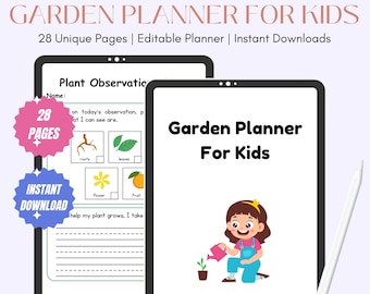 KIDS' GARDEN PLANNER Printable, Fillable Garden Journal For Children, Printable Gardening Activity Planner For Kids, Garden Log For Kids