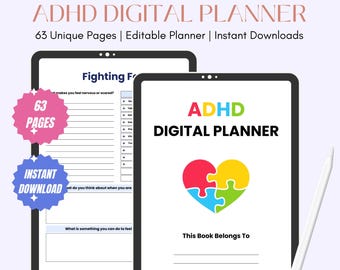 ADHD Digital Planner, 2025 Digital Planner, ADHD Planner, Daily Planner, Weekly Planner, Monthly Planner, GoodNotes Planner, iPad Planner