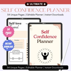 Self Confidence Planner, Personal & Commercial Use, MRR Digital Journal, PLR Digital Products, Canva Templates to Sell, Sell As Your Own