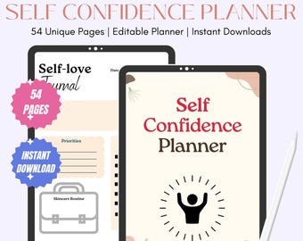 Self Confidence Planner, Personal & Commercial Use, MRR Digital Journal, PLR Digital Products, Canva Templates to Sell, Sell As Your Own