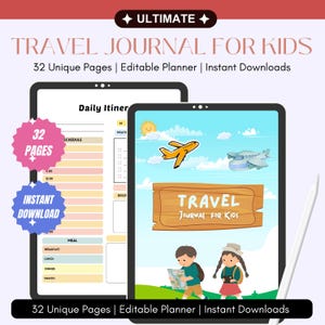 Editable Kids Travel Journal, Personalized Travel Journal, Kids Travel Diary, Printable Kids Travel Journal, Vacation Journal for Kids