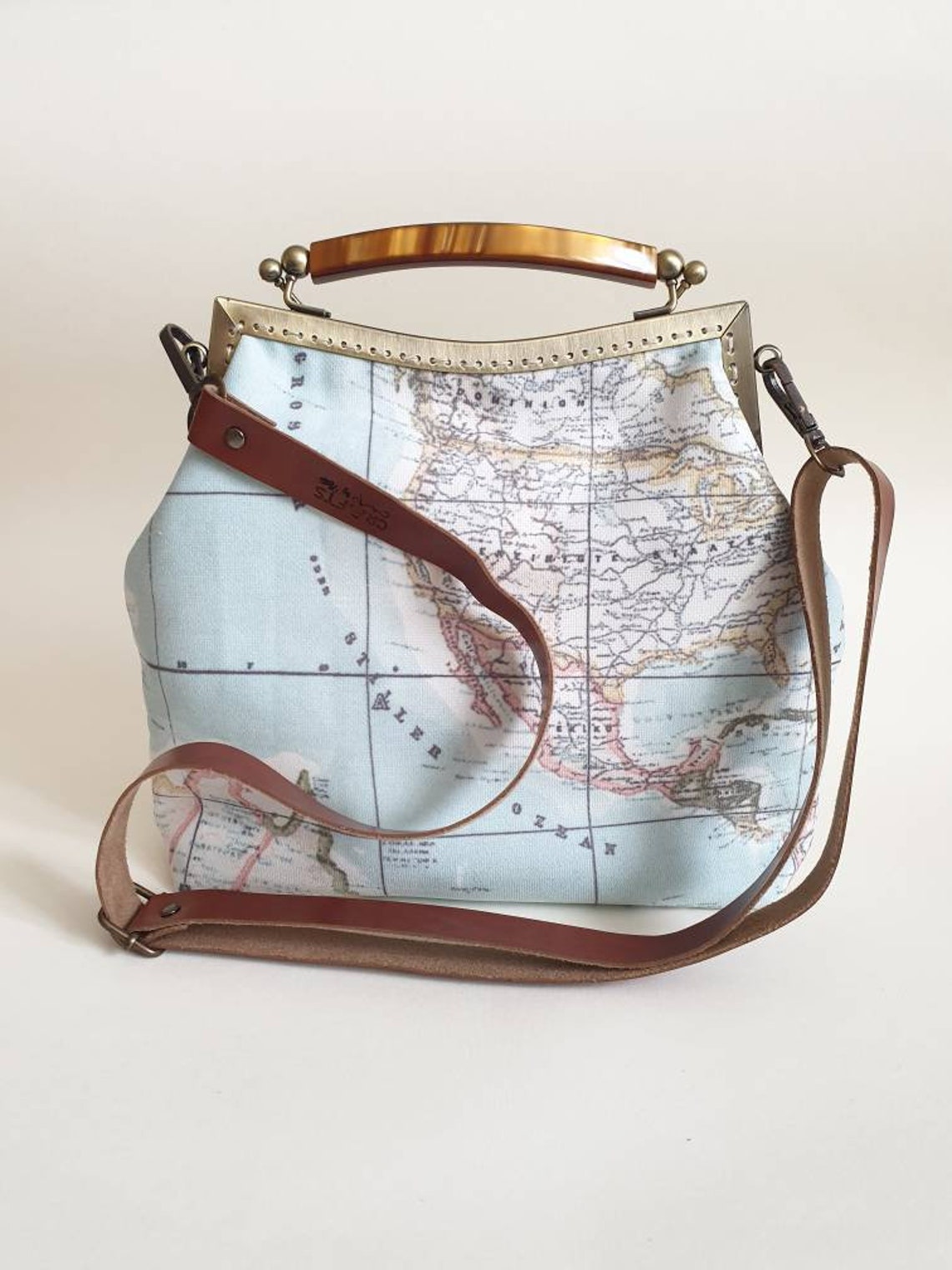 world map travel bag