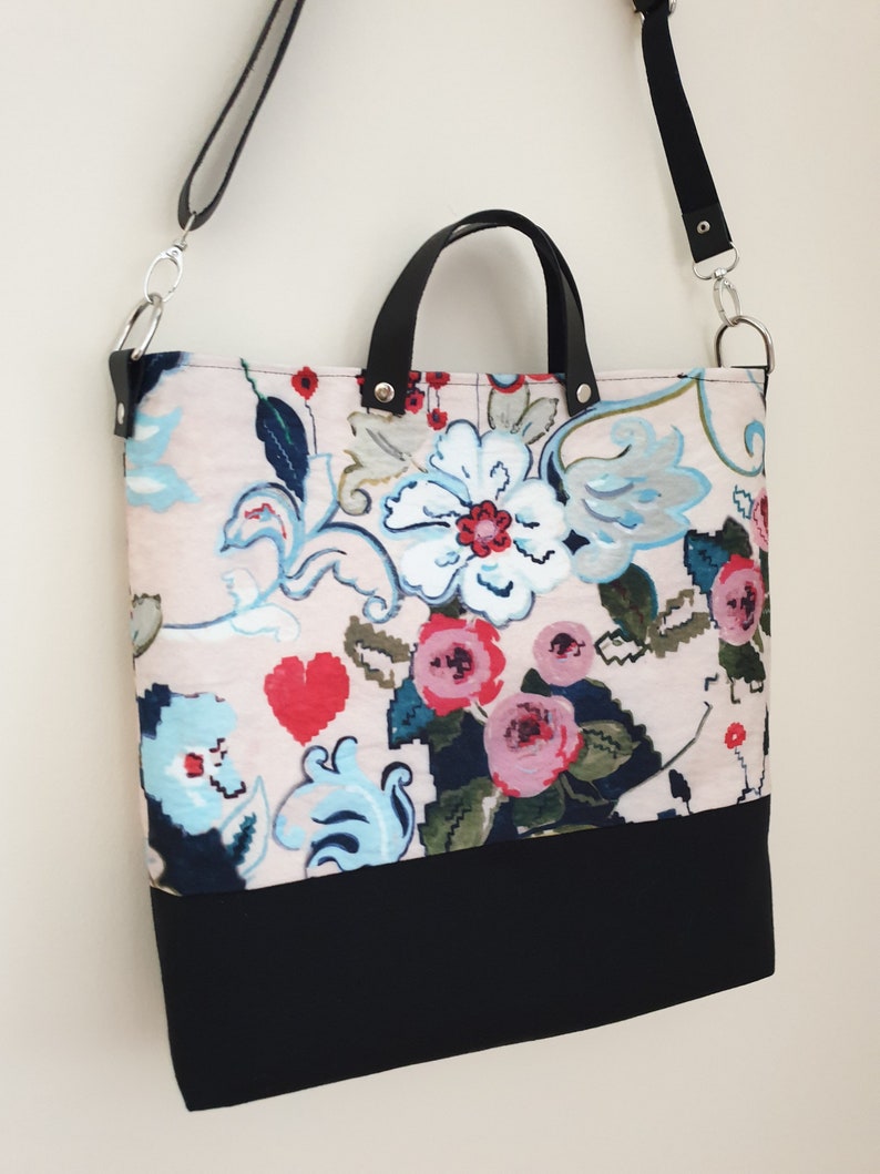 Cute birds and flowers tote bag shopping bag love birds hobo bag floral fabric bag