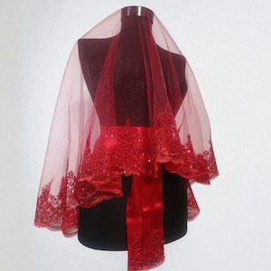 Red Bridal Veil Set,Henna Night,Duvak,Lace Veil,Sequin Beaded Henna Veil,Red Veil,Kina Gecesi,Henna-Schleier,Wedding Veil,Engagement