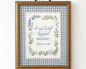 I Am Loved Beyond Measure: Romans 8 38 Bible Verse Print, Boys Nursery Scripture Wall Art
