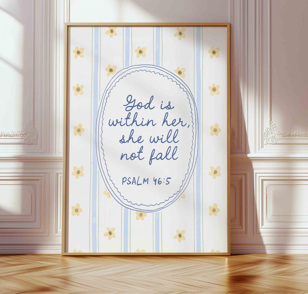 God is Within Her Bible Verse Print - Psalm 46:5 Christian Wall Art ...