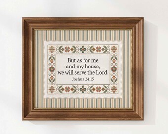 But As for Me and My House Wall Art - New Home Joshua 24:15 Print, Christian Scripture Decor
