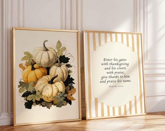 Psalm 100 4 Wall Art Print: Enter His Gates, Fall Christian Decor (Gratitude Poster)