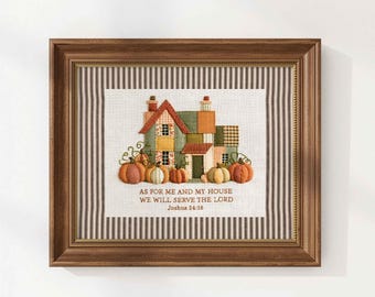 Rustic Joshua 24:15 Wall Art - Christian Bible Verse, Fall New Home Print