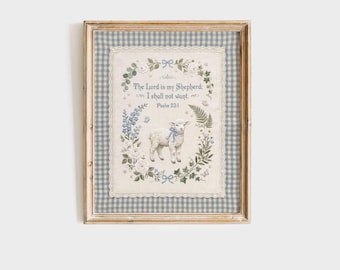 The Lord Is My Shepherd Print: Nursery, Lamb Baby Shower Bible Verse