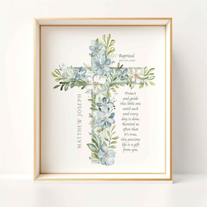 Baptism Print Boy, Custom Baptism Gift, Catholic Godson Christening Gift, Godmother Gift, Prayer Printable, Christian Baptized Keepsake