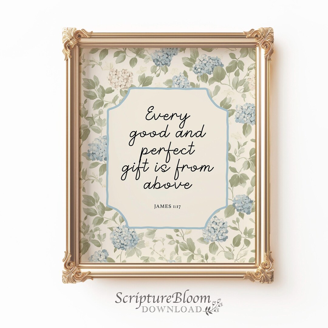 Every Good and Perfect Gift Scripture Wall Art, Hydrangeas James 1:17 ...