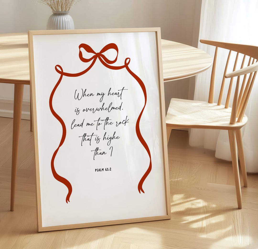 Scripture Verse Ribbon Coquette Bible Verse Art: Psalm 61 2 Scripture Print, Ribbon Christian ...