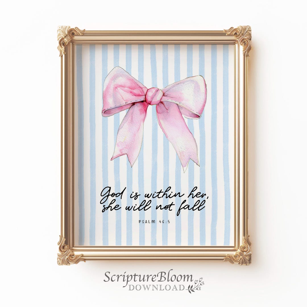 Psalm 46:5 Bible Verse Wall Art, God is Within Her Scripture Print With ...