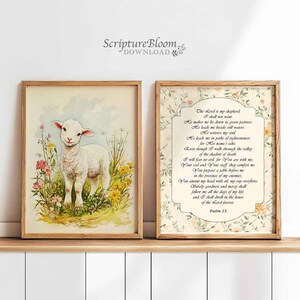 Psalm 23 Sheep Nursery Art Print: Vintage Bible Verse for Baby Room (Lamb Poster)