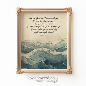 Isaiah 41:10 Bible Verse Wall Art, Ocean Waves Print, Fear Not Scripture Printable, Christian Encouragement Gift, Vintage Faith Poster