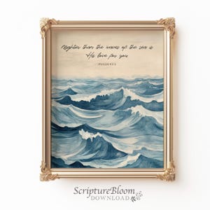 Mightier Than the Waves Psalm 93:4, Ocean Bible Verse Wall Art, Christian Coastal Scripture, art scripture inspired, christian painting
