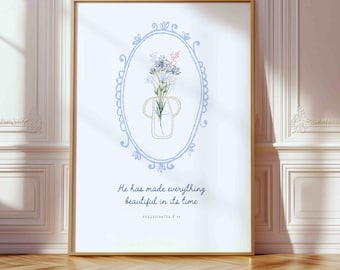 He Has Made Everything Beautiful - Ecclesiastes 3:11 Floral Scripture (Christian Wall Decor)
