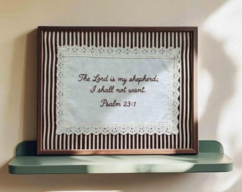 Printable The Lord Is My Shepherd Wall Art - Christian Print Psalm 23:1, Cottagecore Scripture Decor