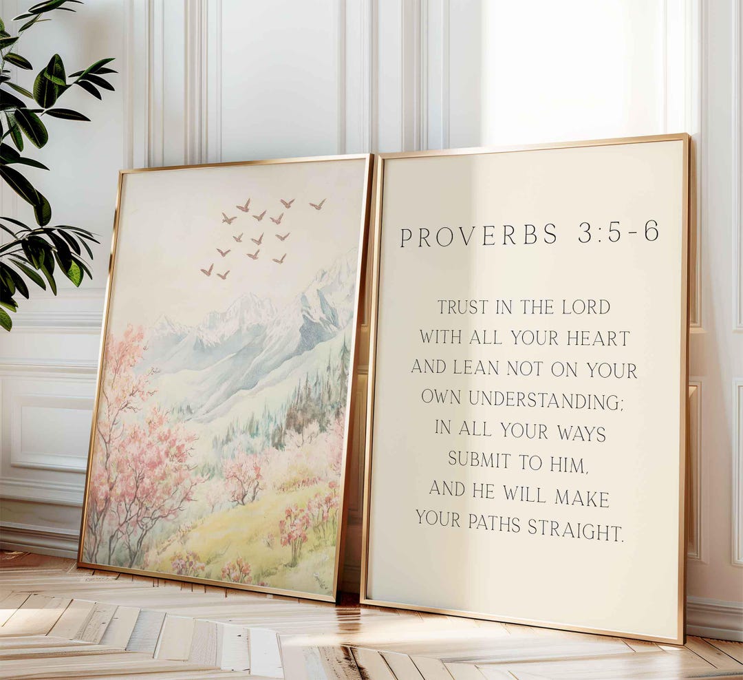 Proverbs 3:5-6 Bible Verse Wall Art - Trust in the Lord Scripture Print ...
